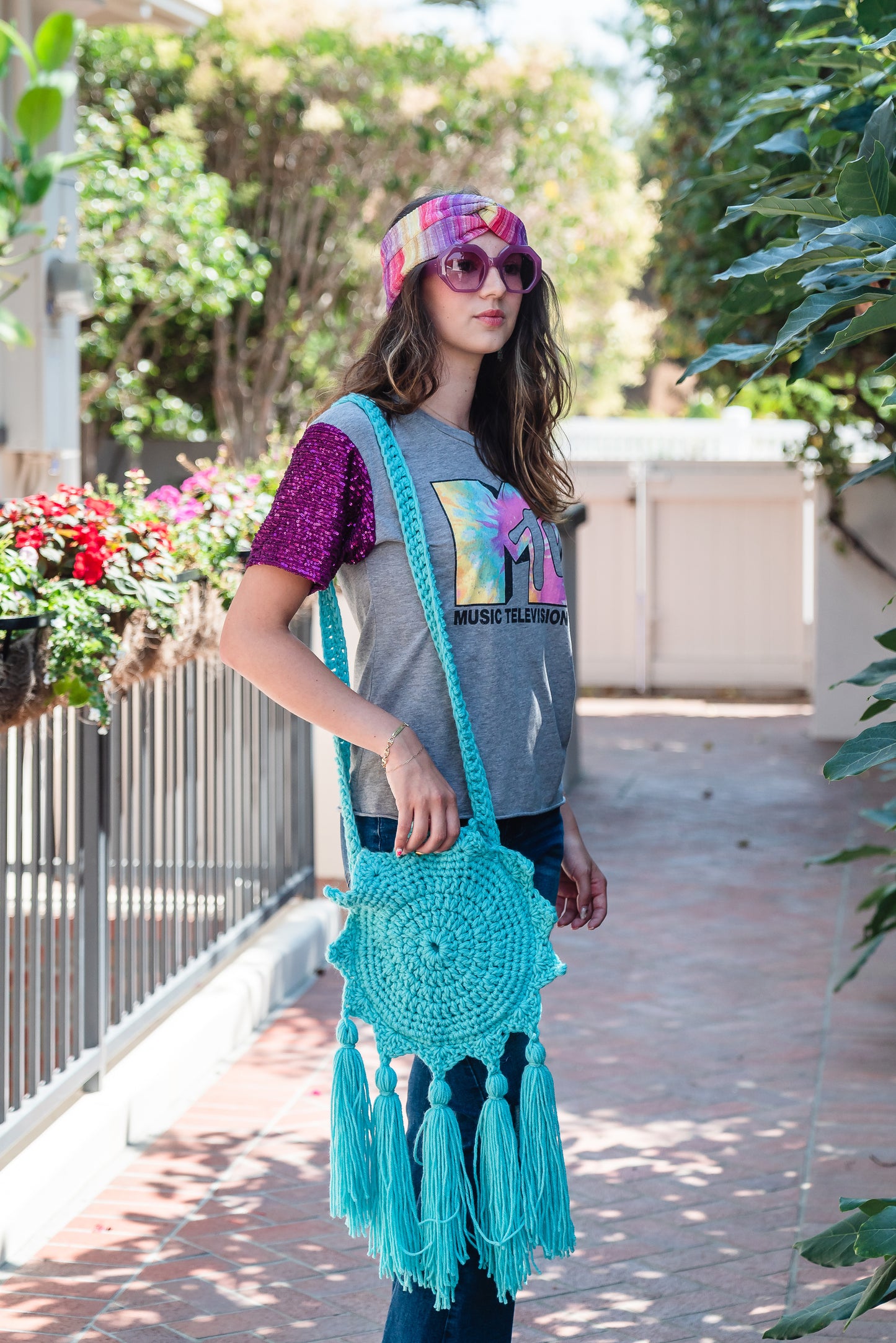 Boho Sun Bag in Aruba Sea