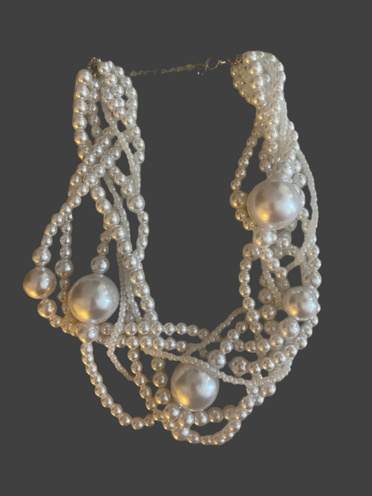 Multi Strand White Pearl Necklace