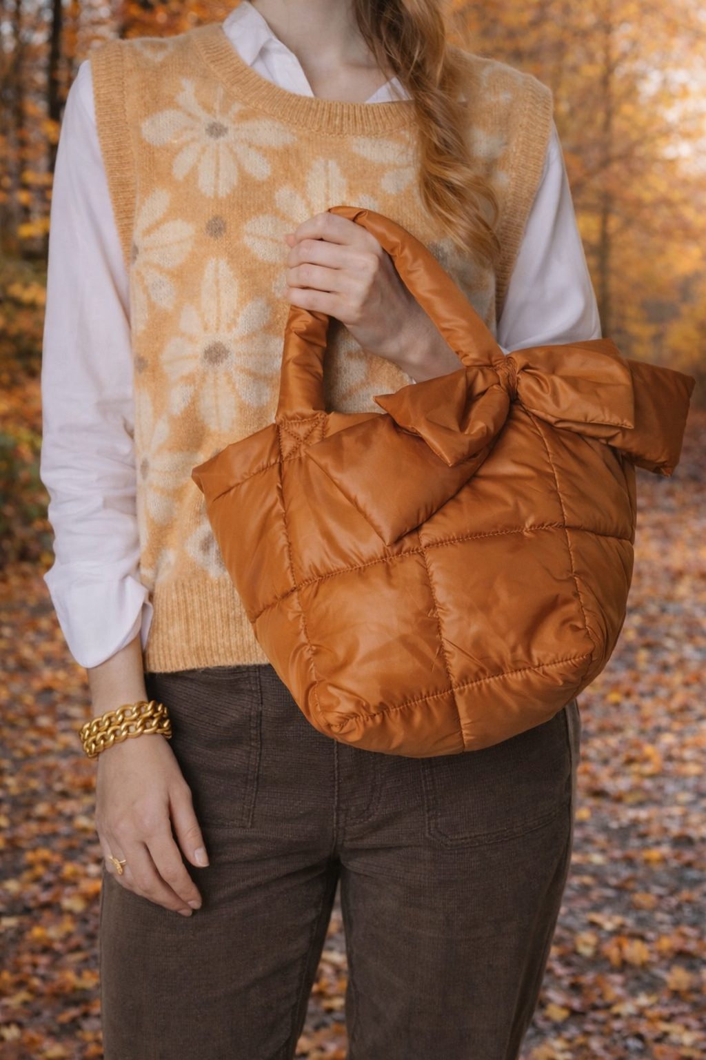 Puffy Rust Bow Bag