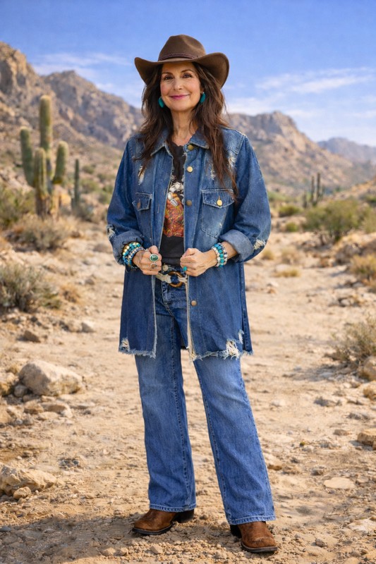 Distressed Denim Shirt Jacket
