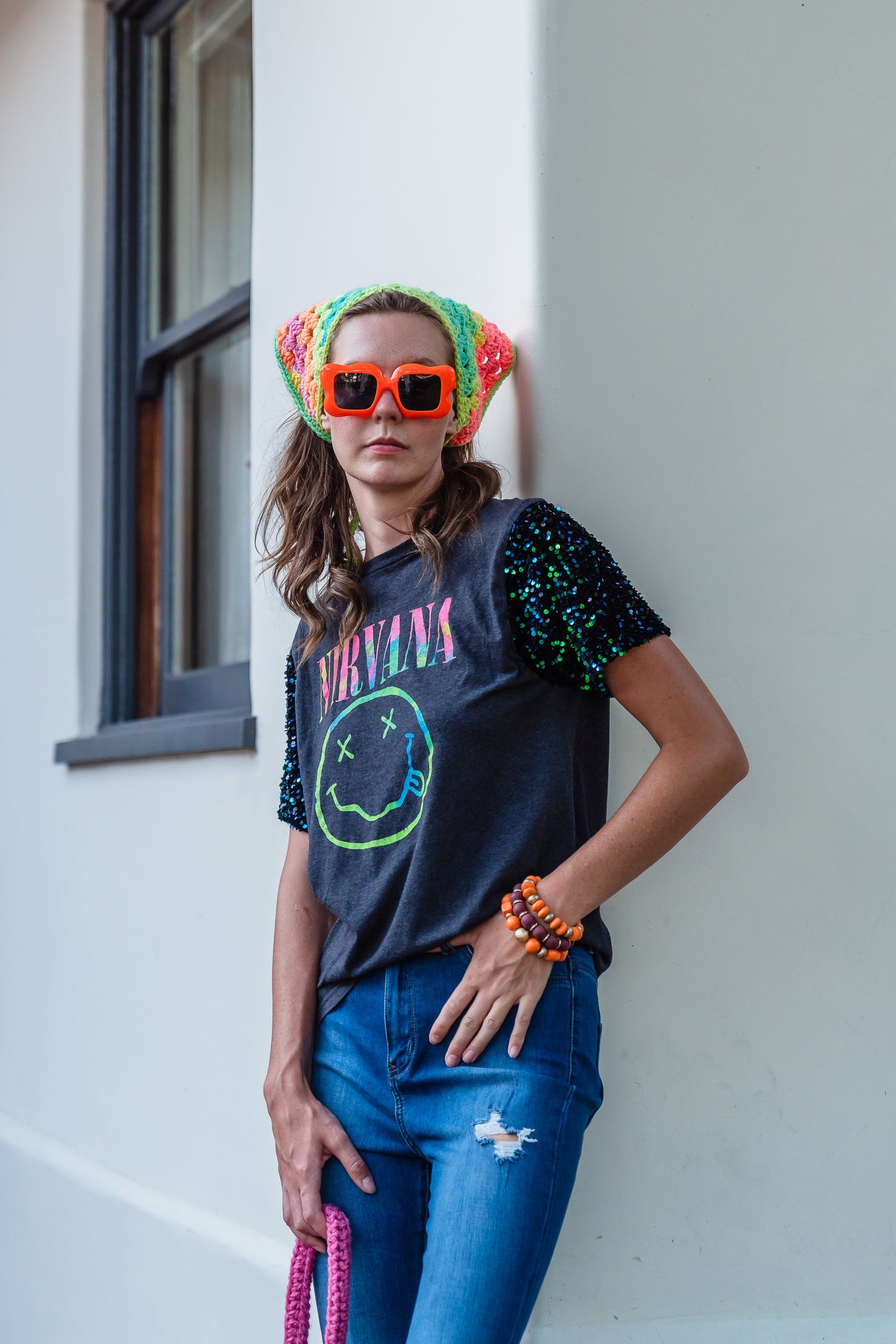 Crochet Hair Bandana in Neon