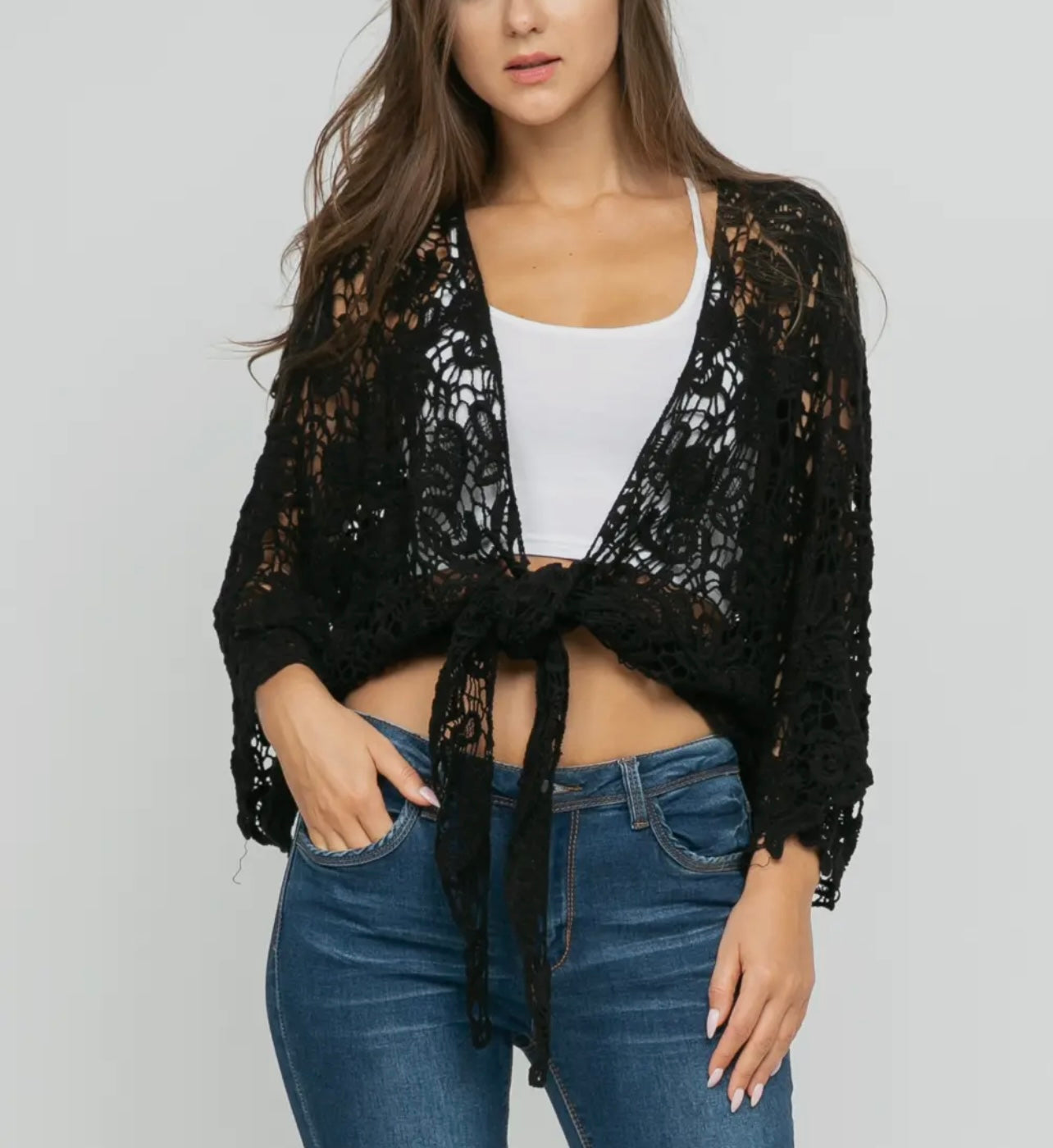 Black Crochet Wrap