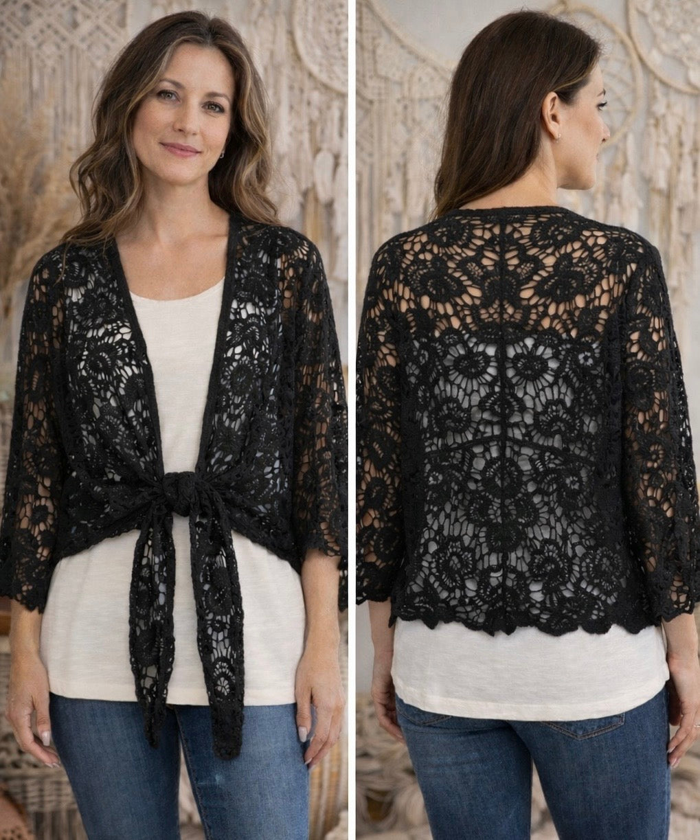 Black Crochet Wrap