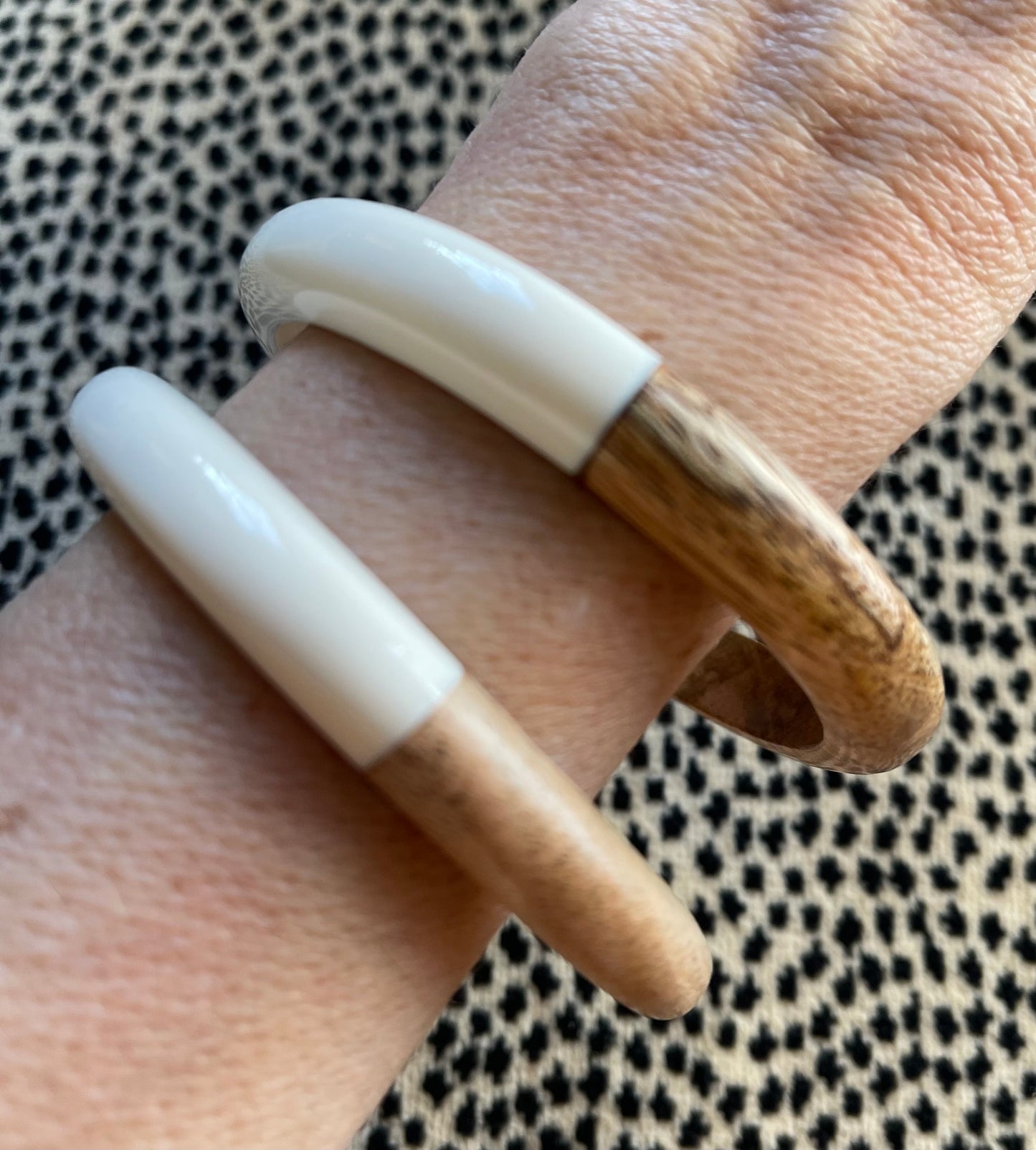 Ivory Resin and Wood Bangle