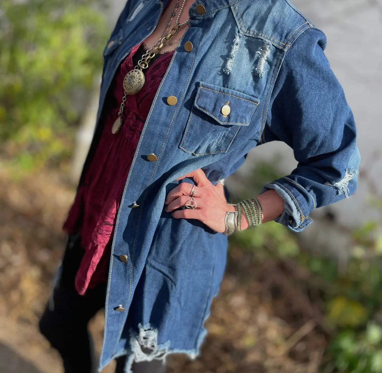 Distressed Denim Shirt Jacket