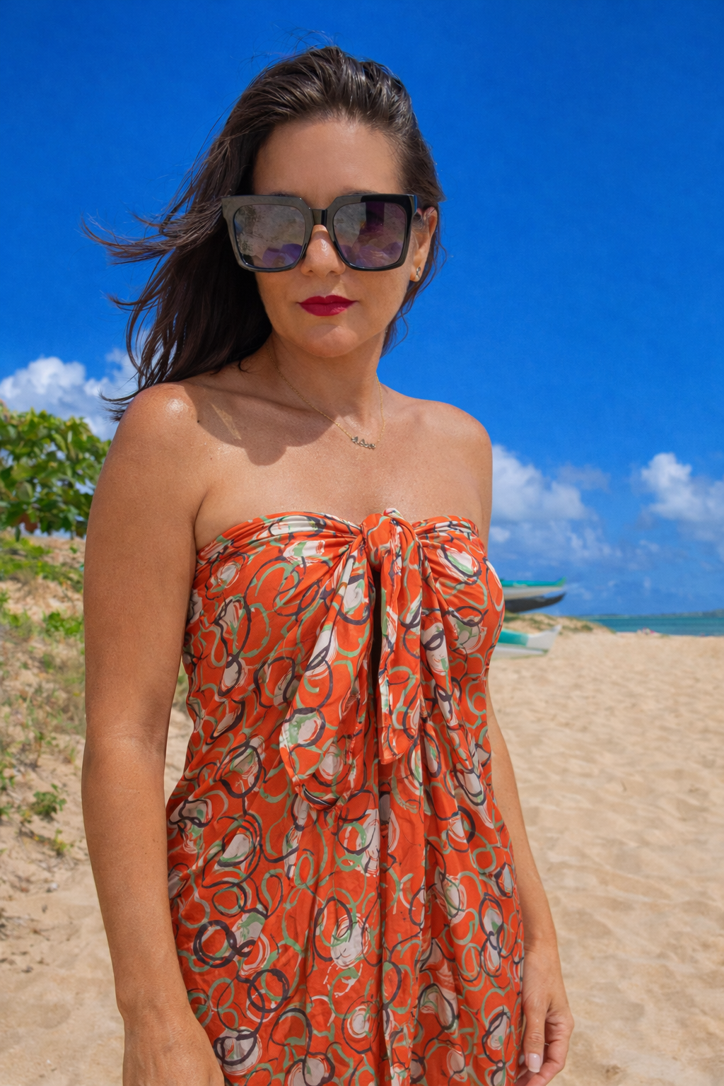 Circles Sarong Scarf in Orange
