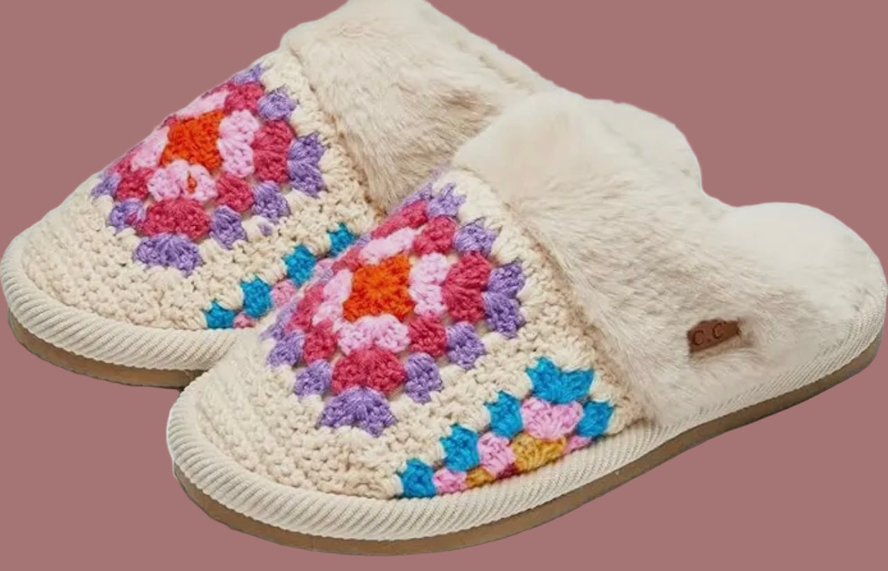 Plush Crochet Slippers