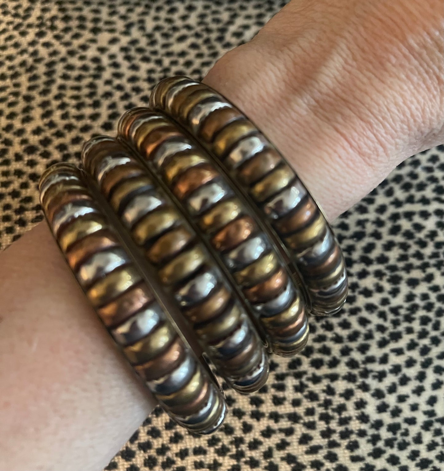 Striped Mixed Metal Bangle