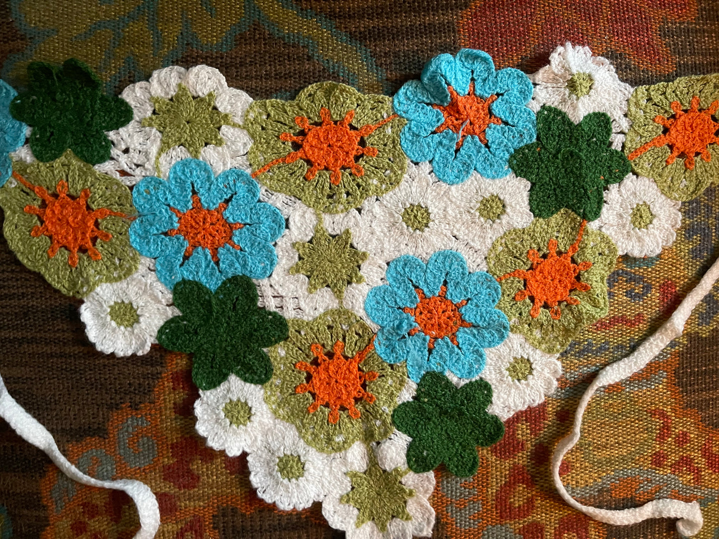 Floral Headband in Blue, Green, Orange