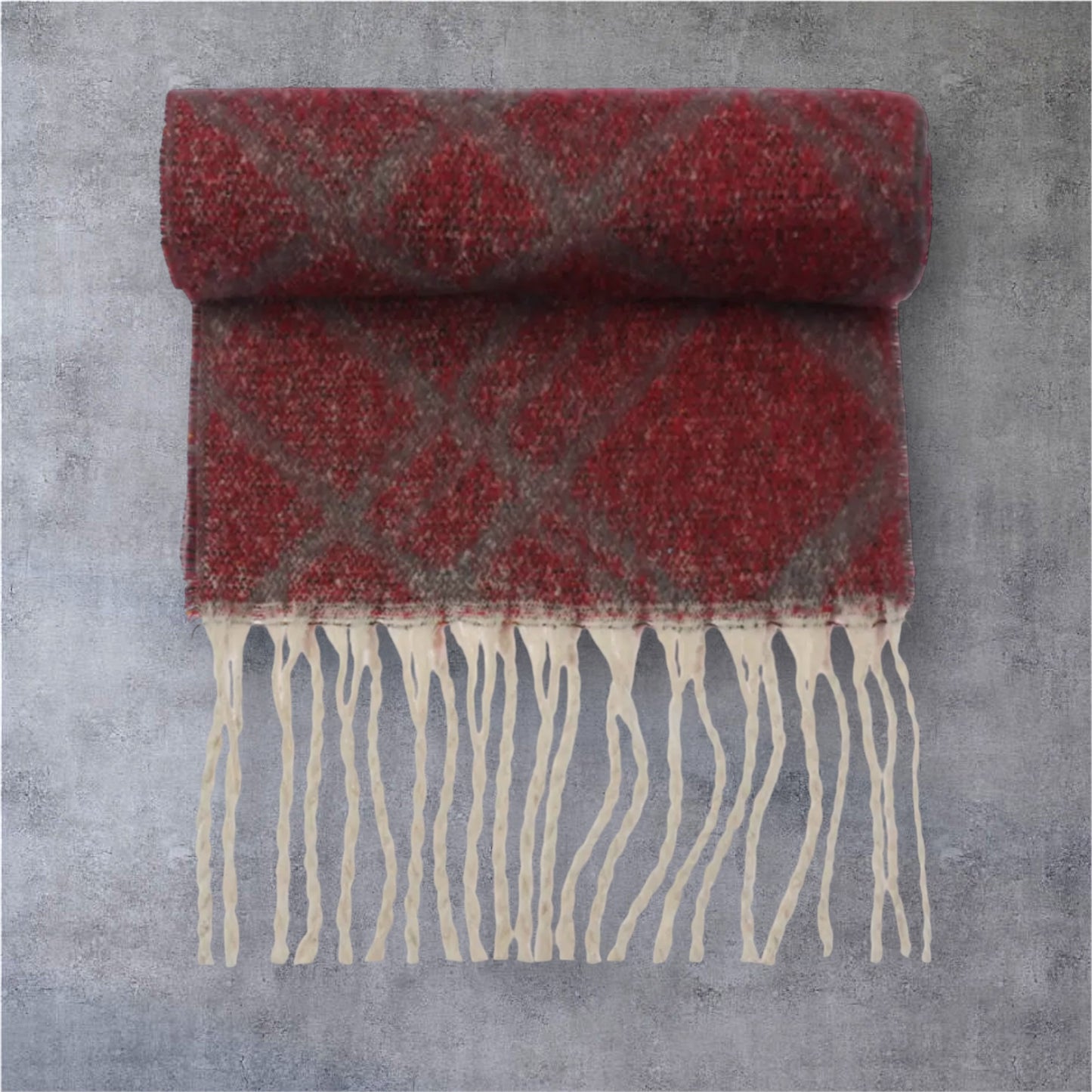 Patterned Scarf in Merlot