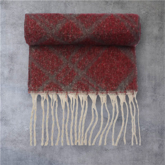Patterned Scarf in Merlot