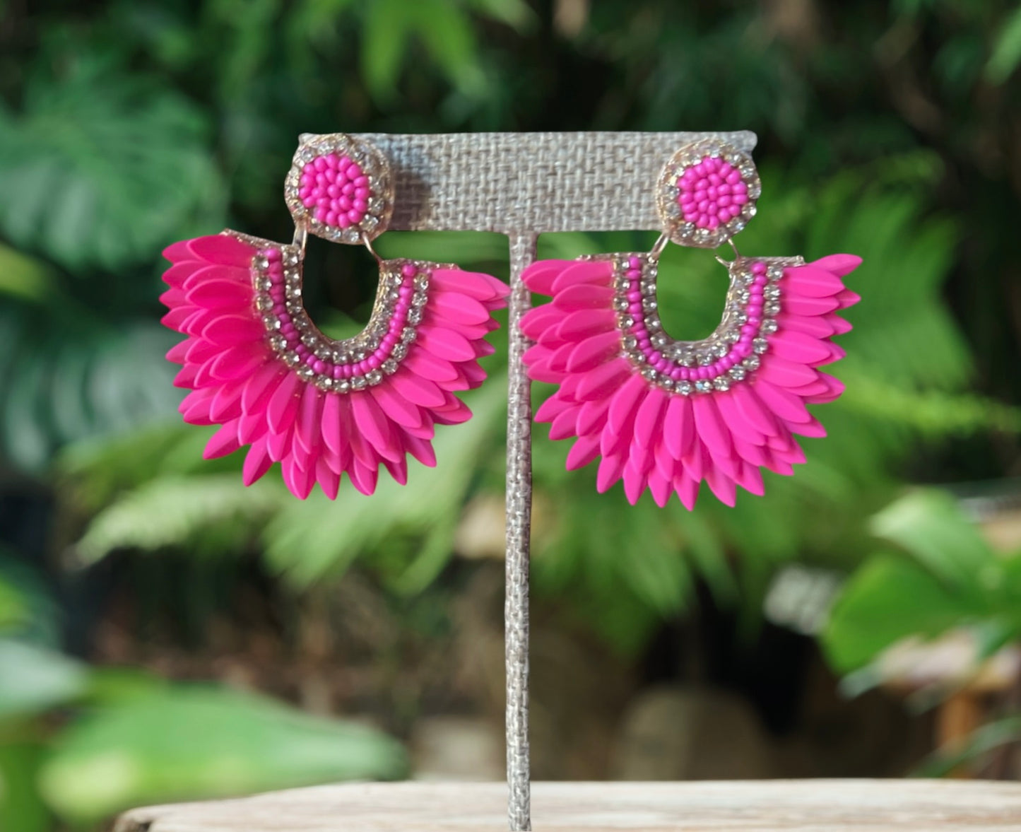 Hot Pink Fringe Earrings