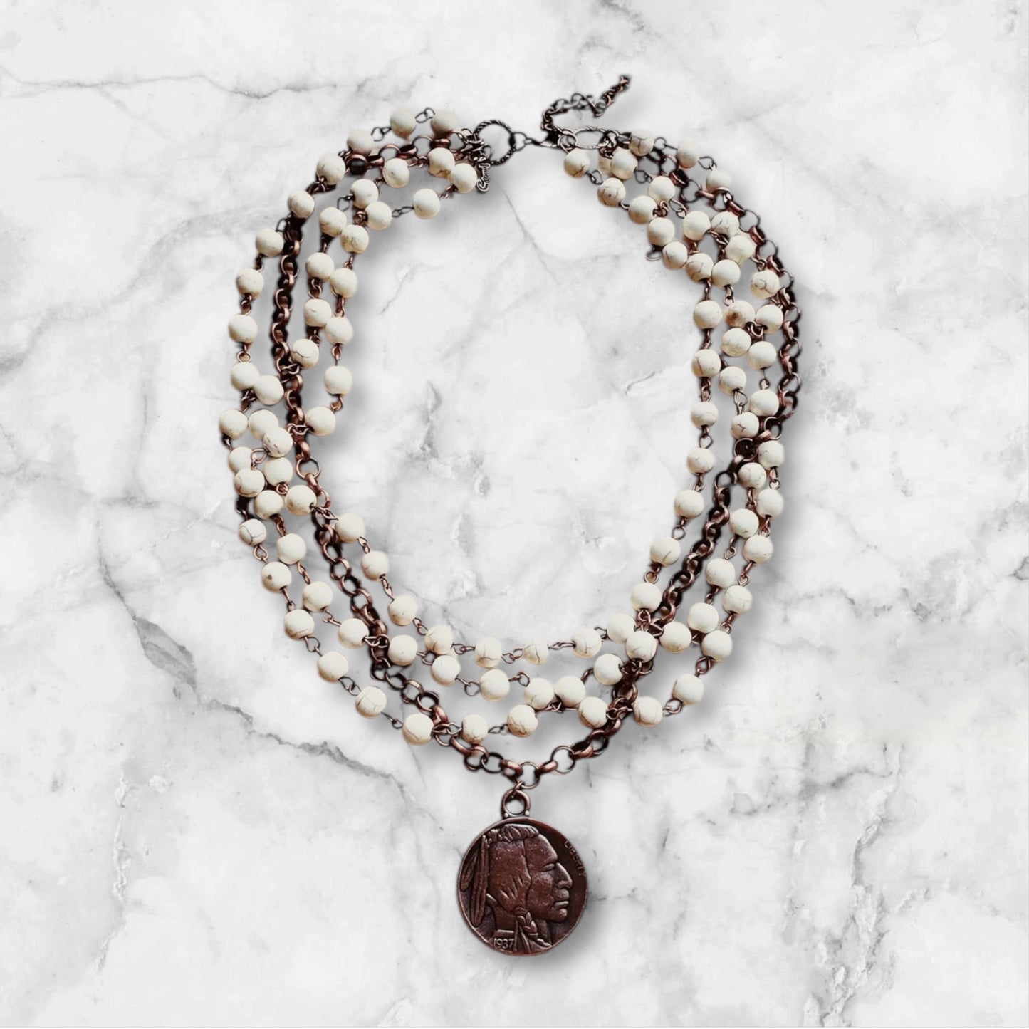 White Turquiose Coin Necklace