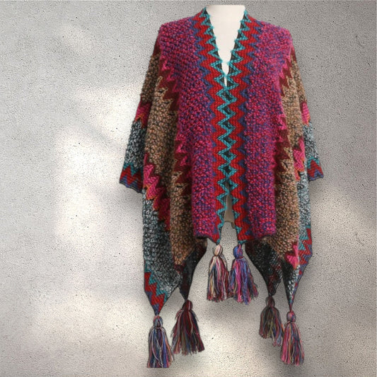 Tassel Knit Poncho