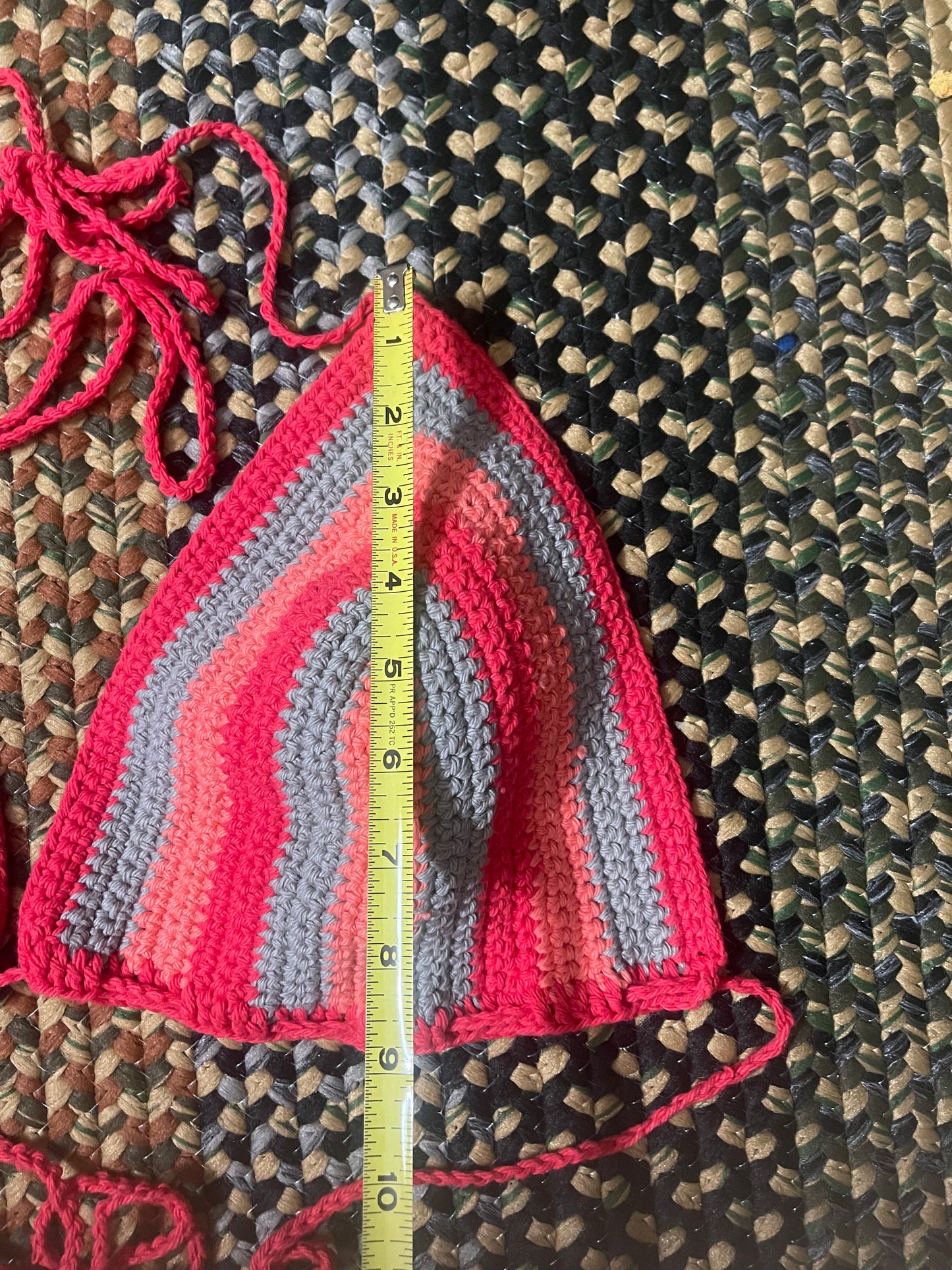 Handmade Festival Top in Coral Red Grey