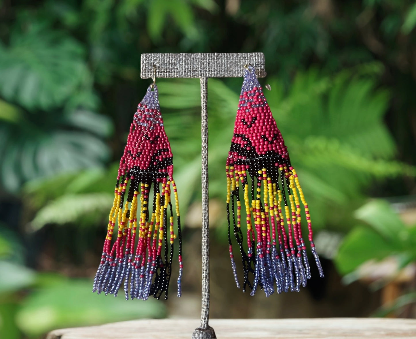 Sunset Palms Bead Fringe Earrings