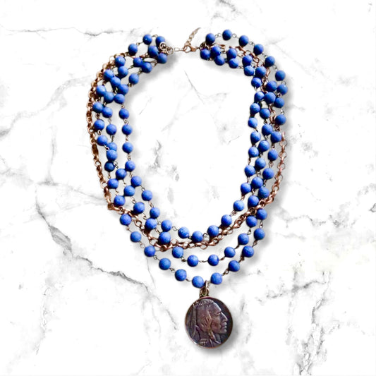 Blue Lapis Coin Necklace