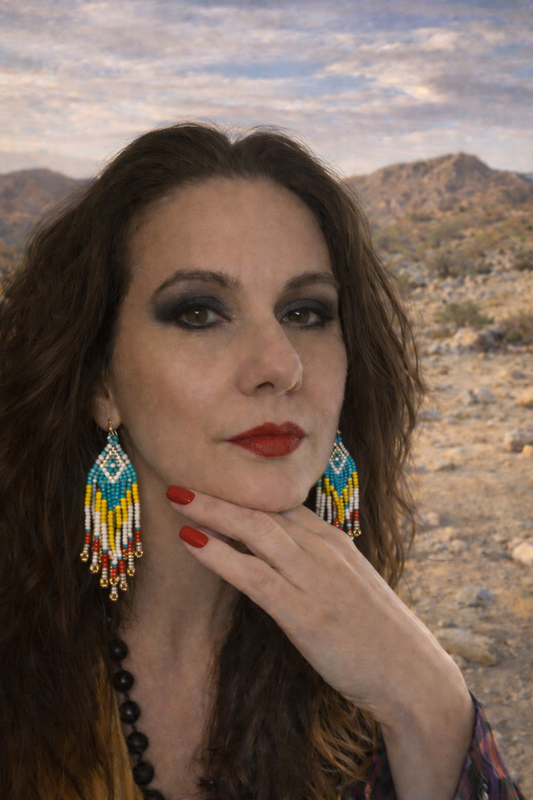 Seed Bead Earrings in Turquoise and Yellow