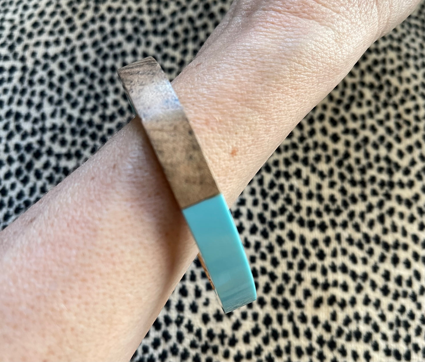 Turquoise Resin and Wood Bangle