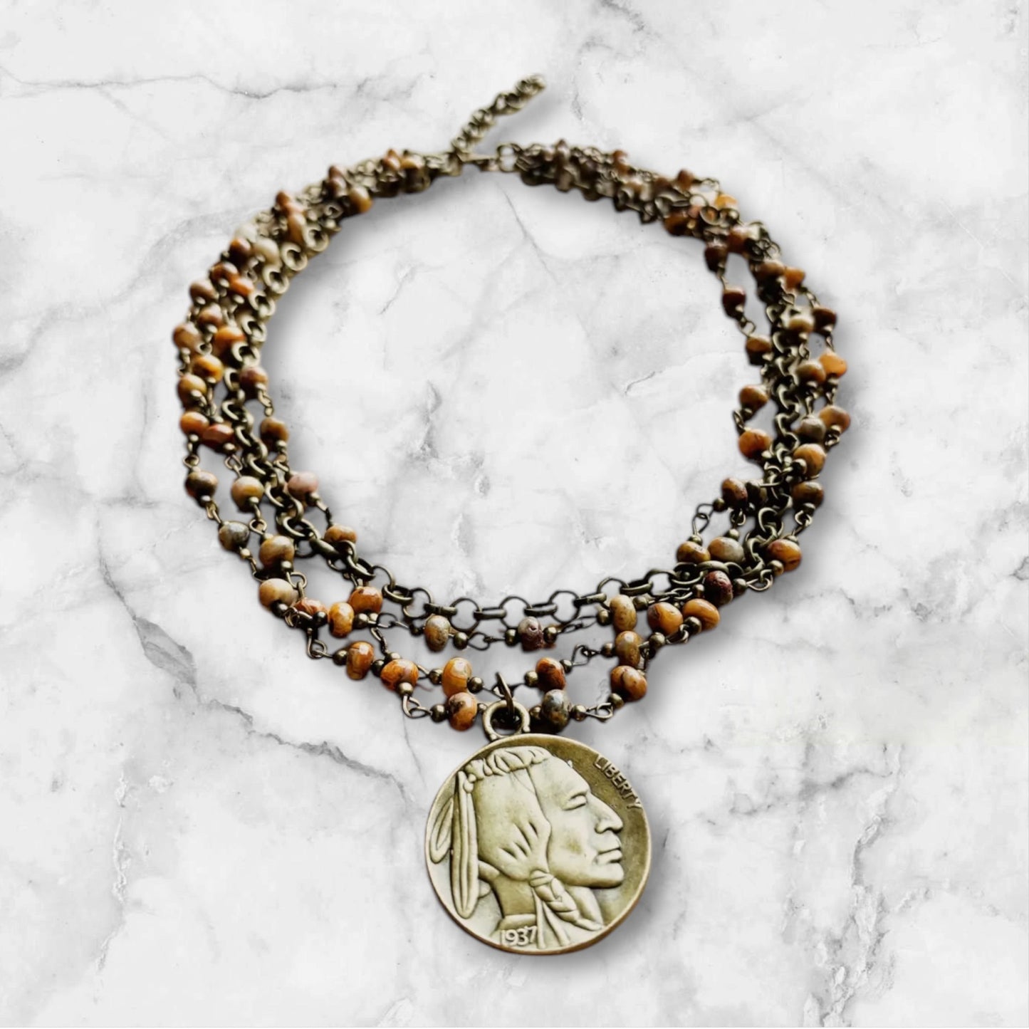 Natural Agate Coin Necklace