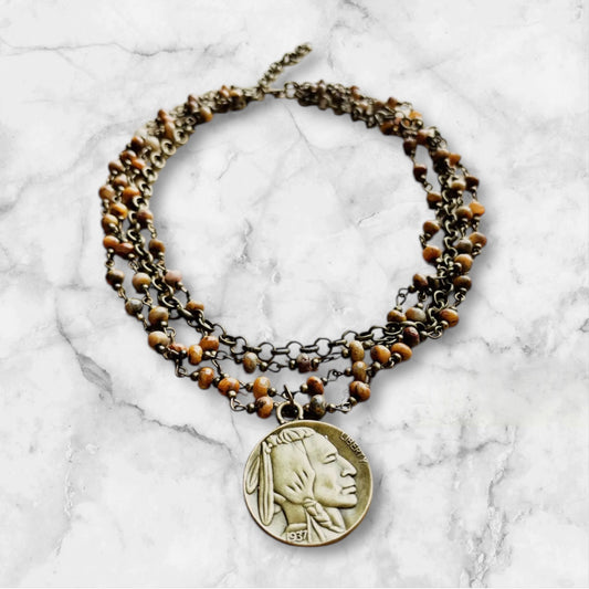 Natural Agate Coin Necklace