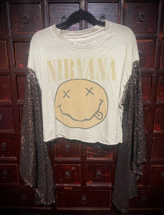 Nirvana Cropped Angel Sleeve Tee