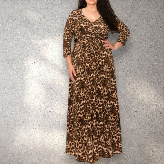 Leopard Mock Wrap Dress