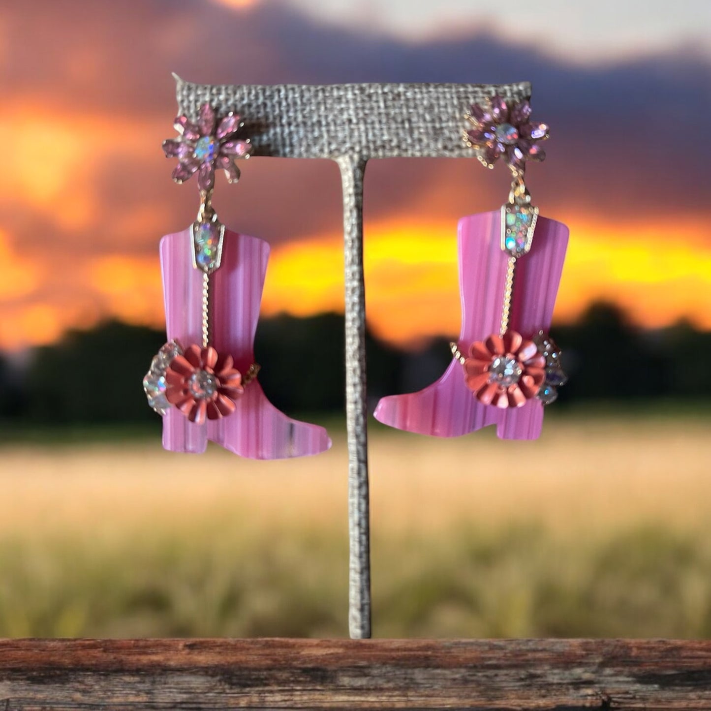 Pink Western Earrings