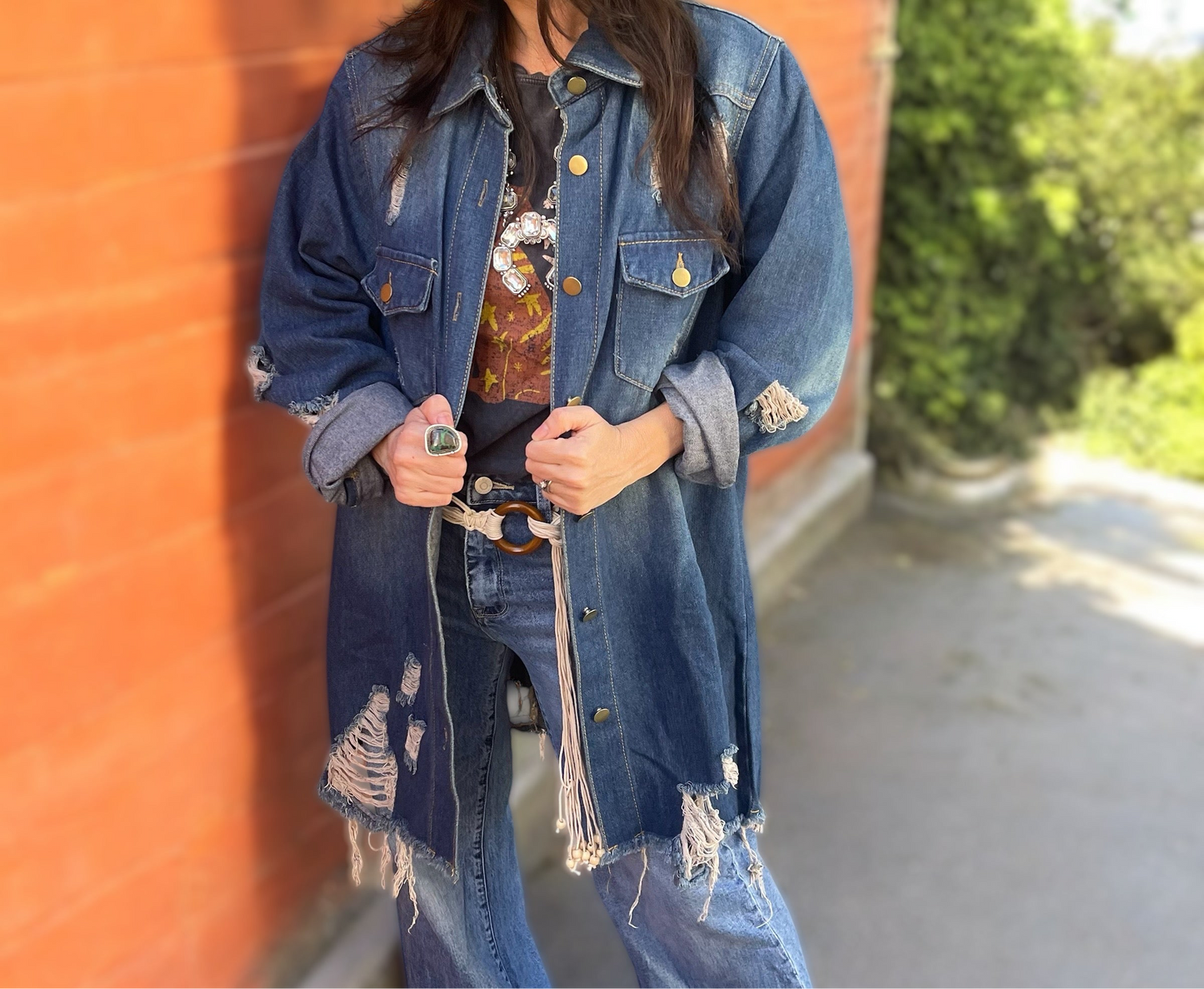 Distressed Denim Shirt Jacket