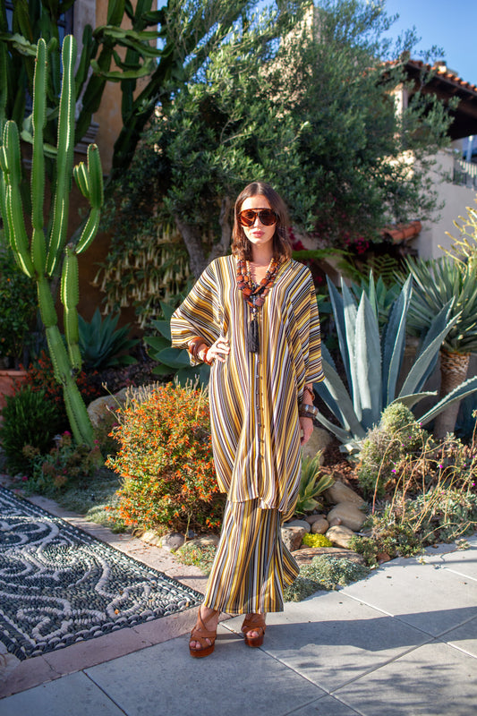 Bank Striped Tunic Caftan Set by Jennafer Grace