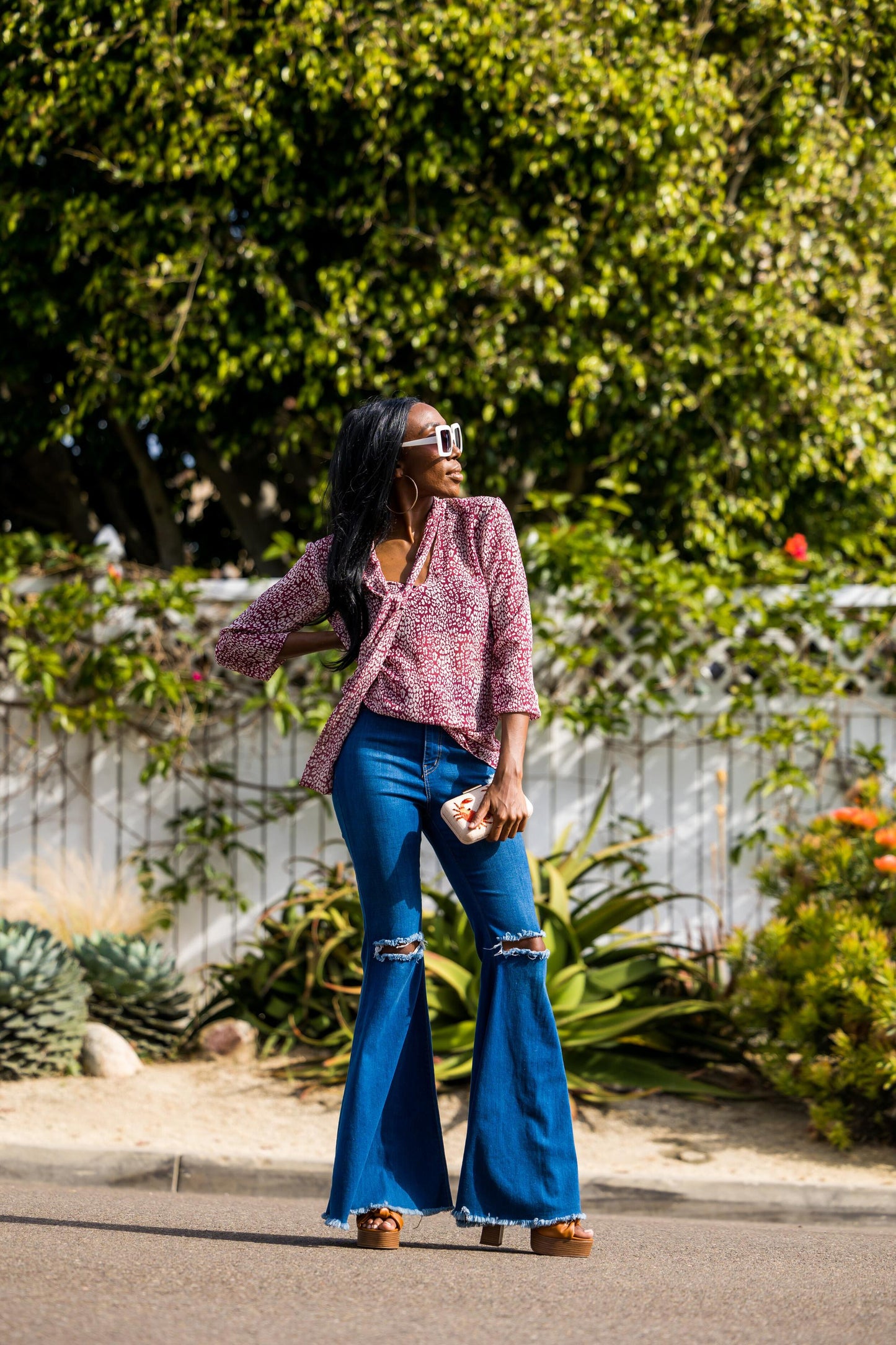 Brick Leopard Tie Blouse