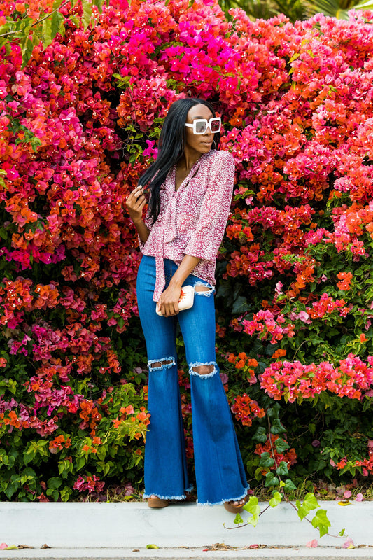 Brick Leopard Tie Blouse