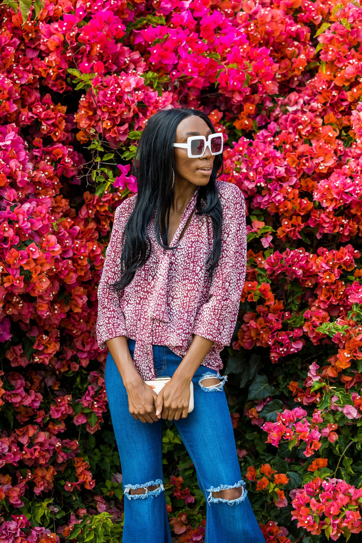 Brick Leopard Tie Blouse