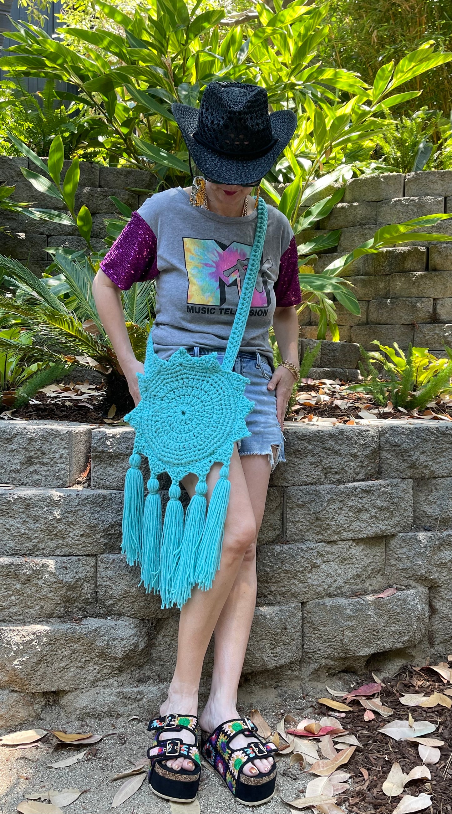 Boho Sun Bag in Aruba Sea