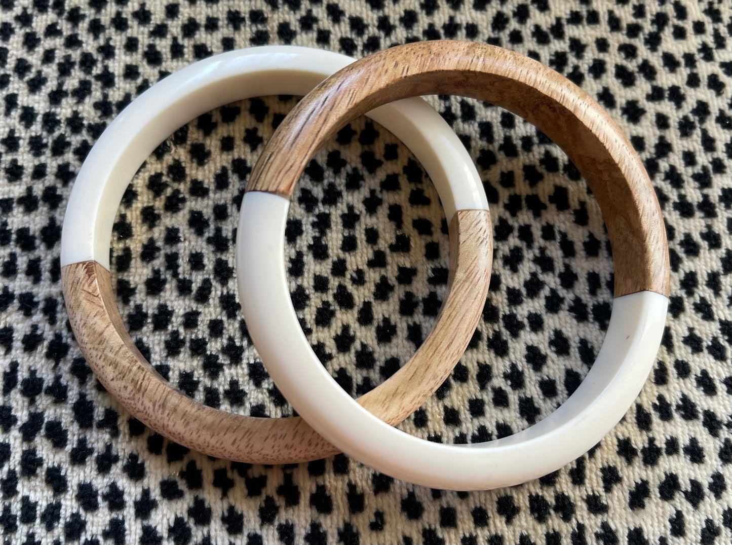 Ivory Resin and Wood Bangle