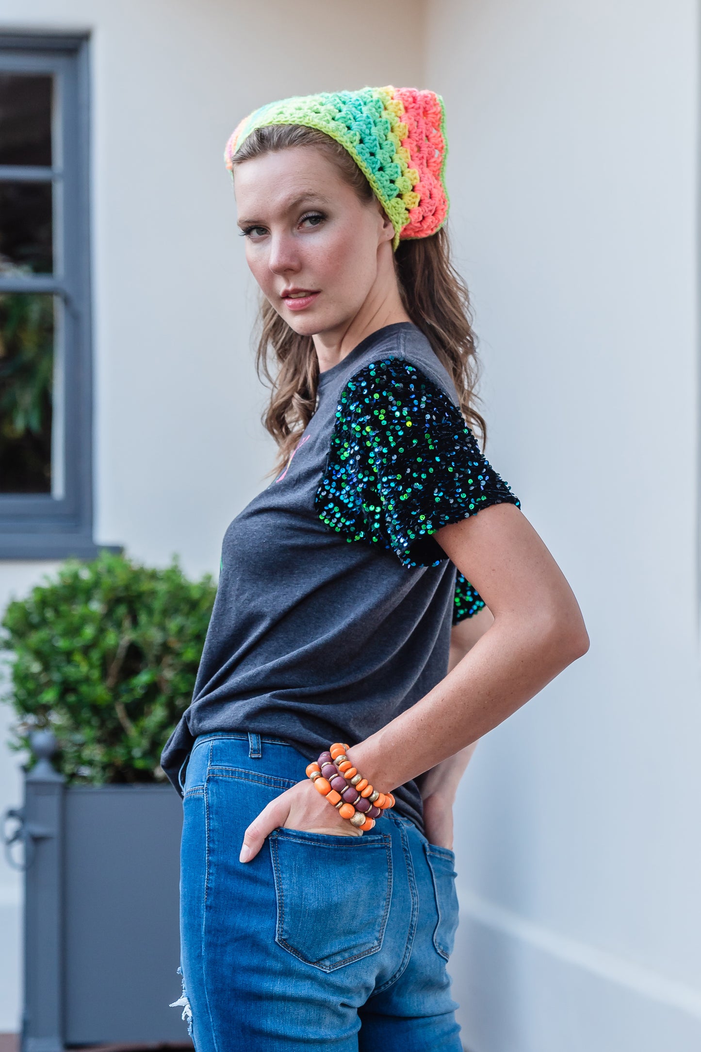 Crochet Hair Bandana in Neon