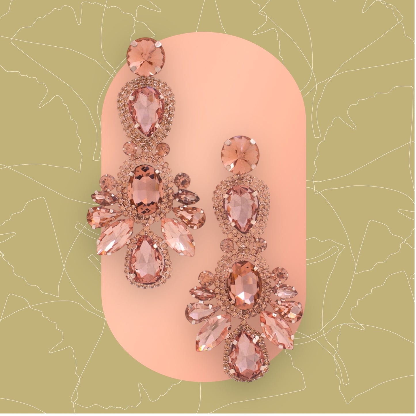 Blush Rose Gold Rhinestone Earrings