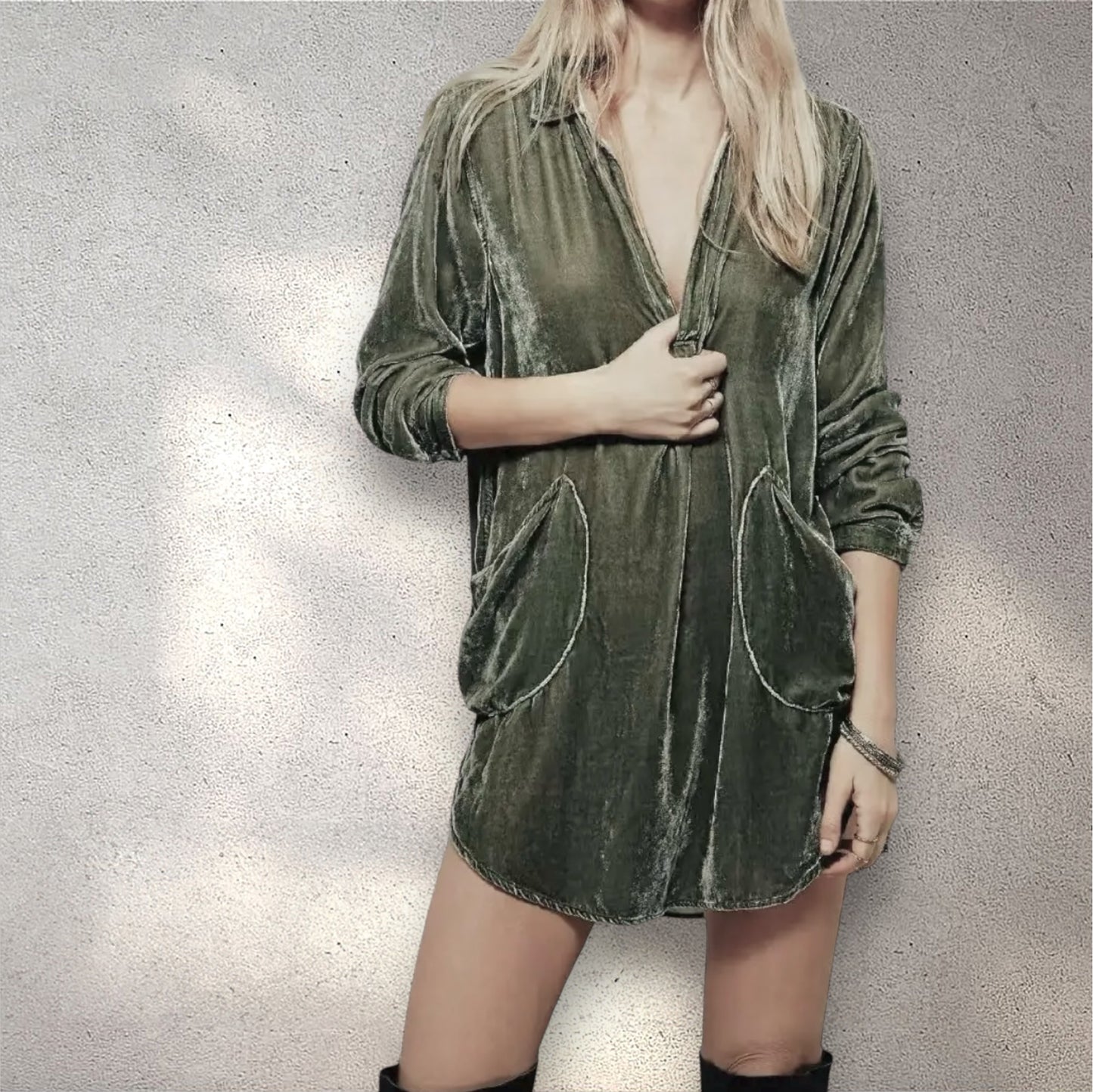 Olive Velvet Tunic