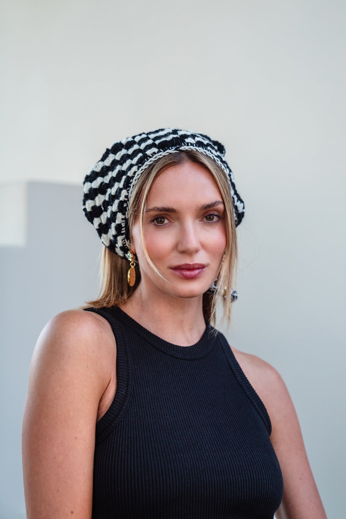 Crochet Hair Bandana in Black and Off White