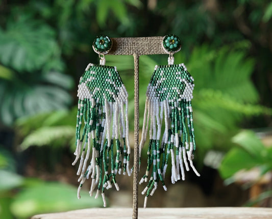 Monsterra Bead Fringe Earrings