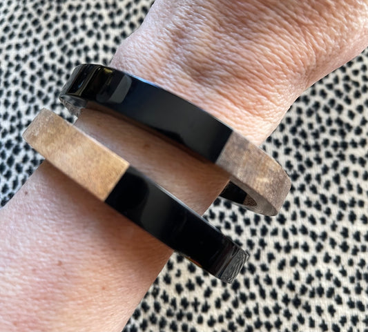 Black Resin and Wood Bangle