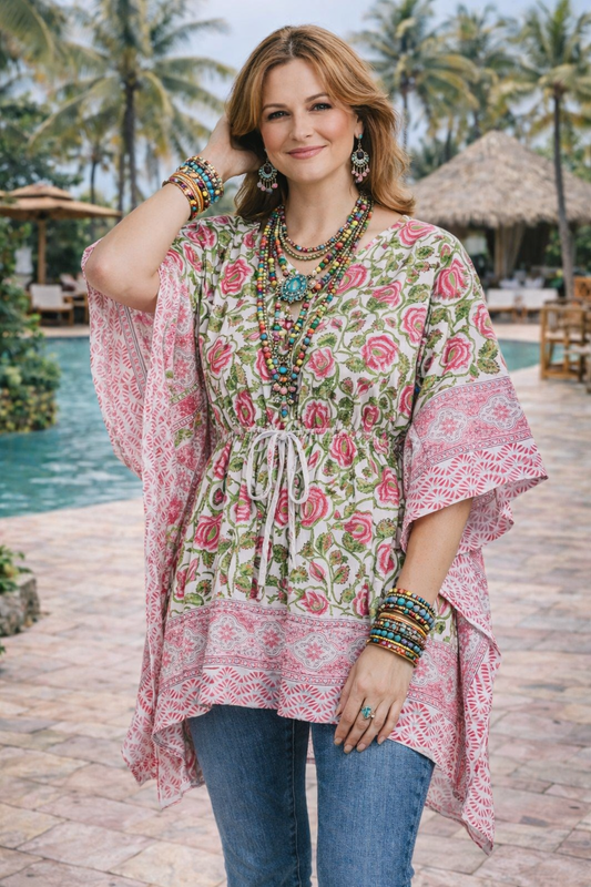Pink Double Lotus Caftan