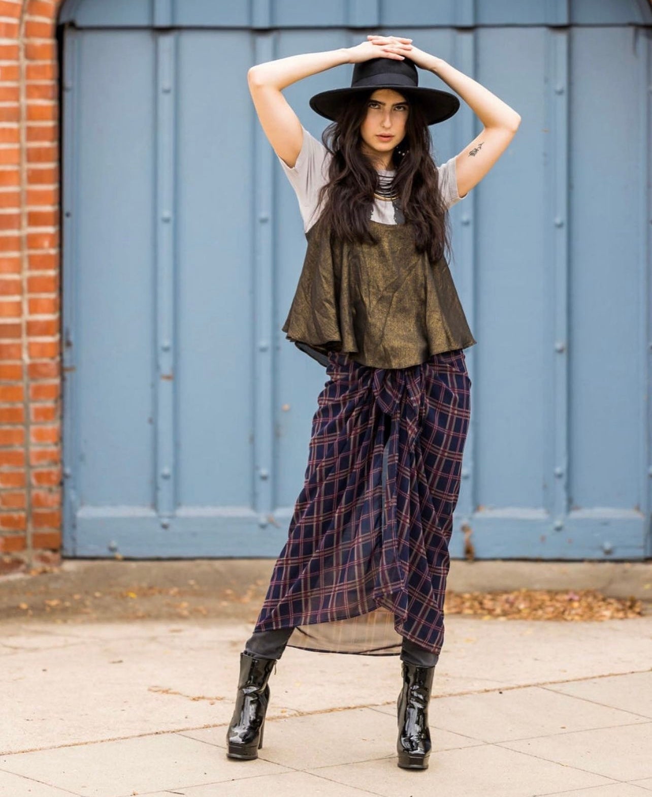 Plum Plaid Sarong Scarf