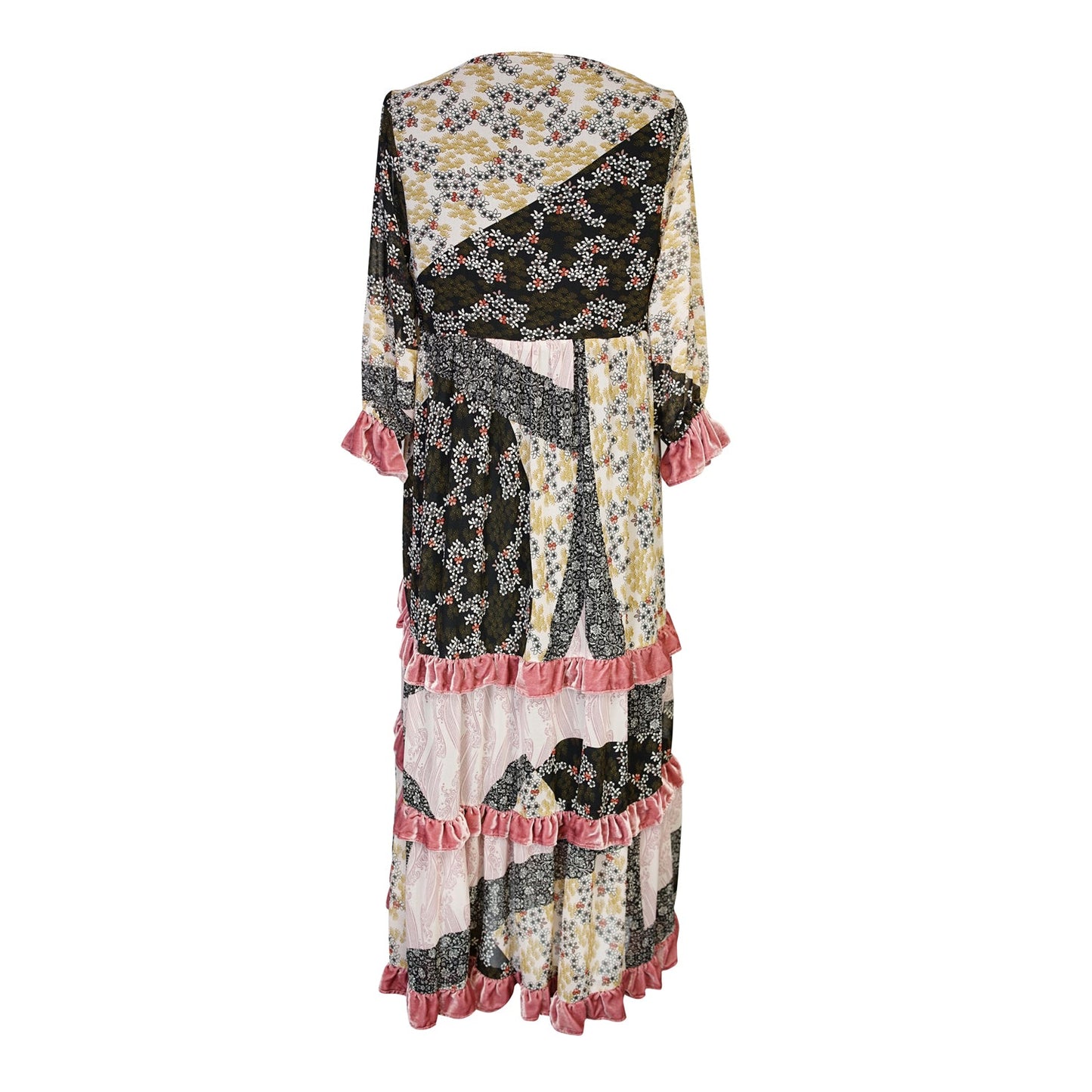 Ophelia Velvet Ruffle Maxi Dress in Hana Heather