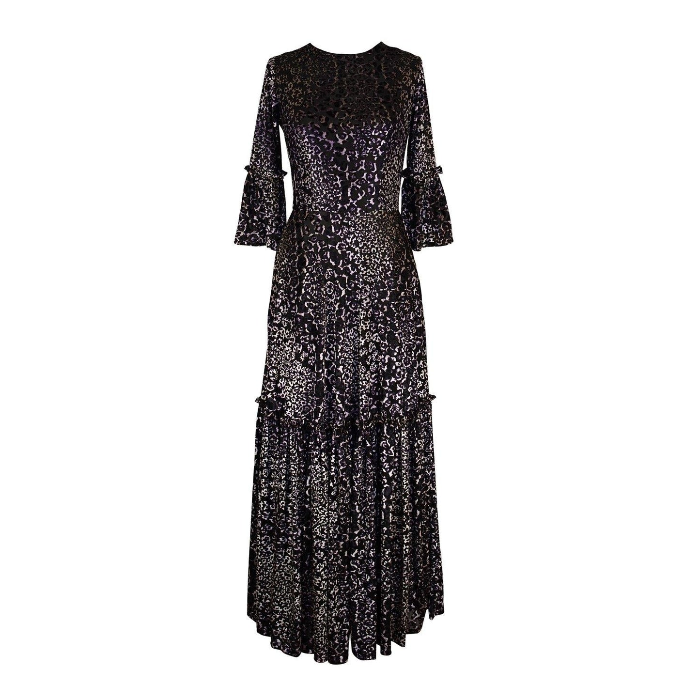 Imogen 1 Tier Ruffle Maxi Dress in Pantera Velvet