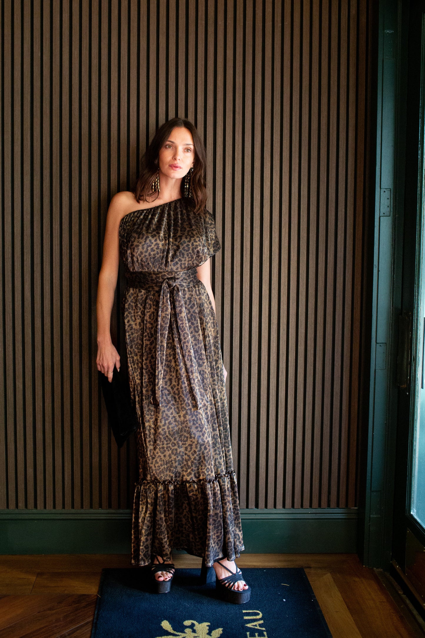 Panther Slink One Shoulder Maxi Dress