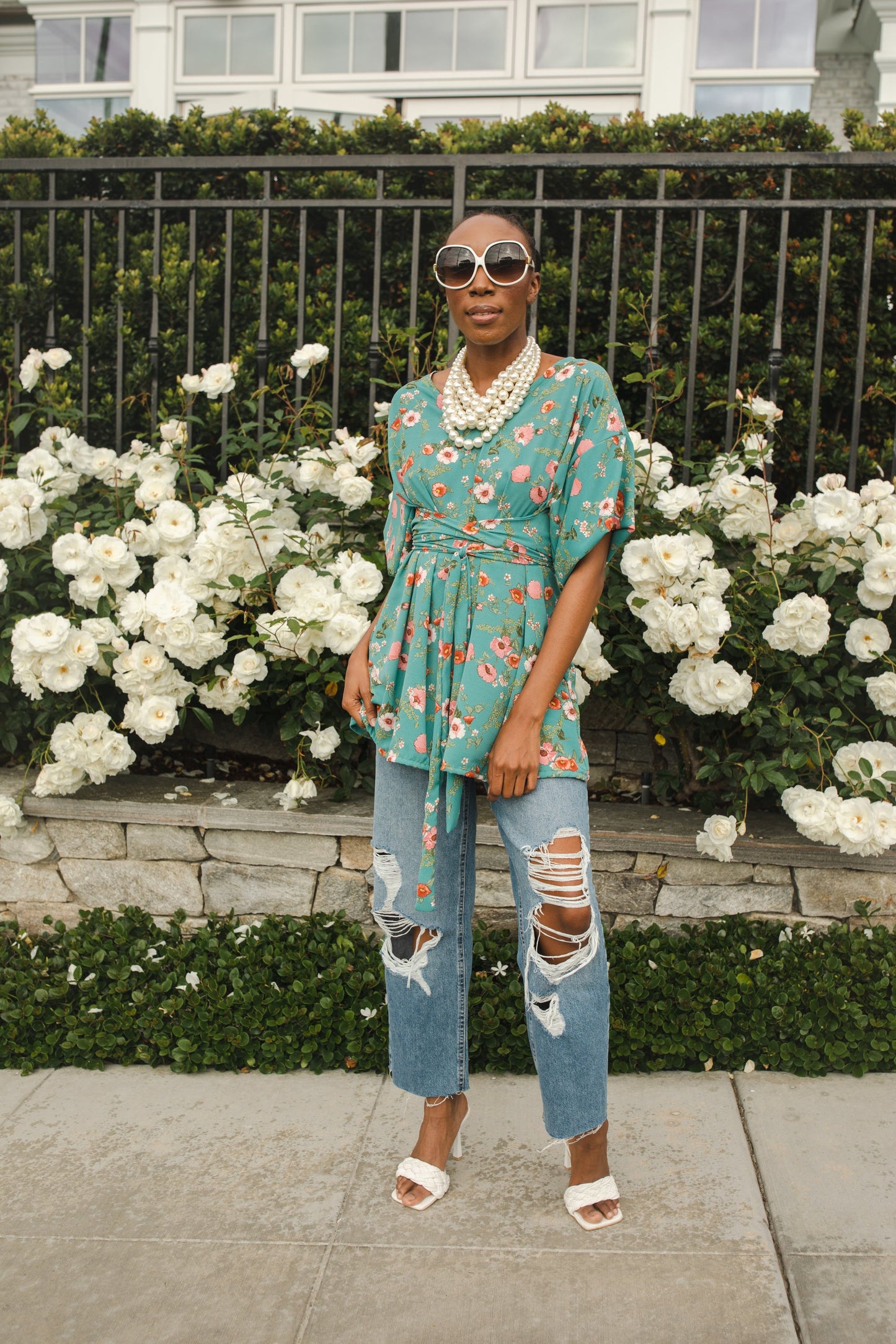 Polly Poppy Wrap Tunic Blouse