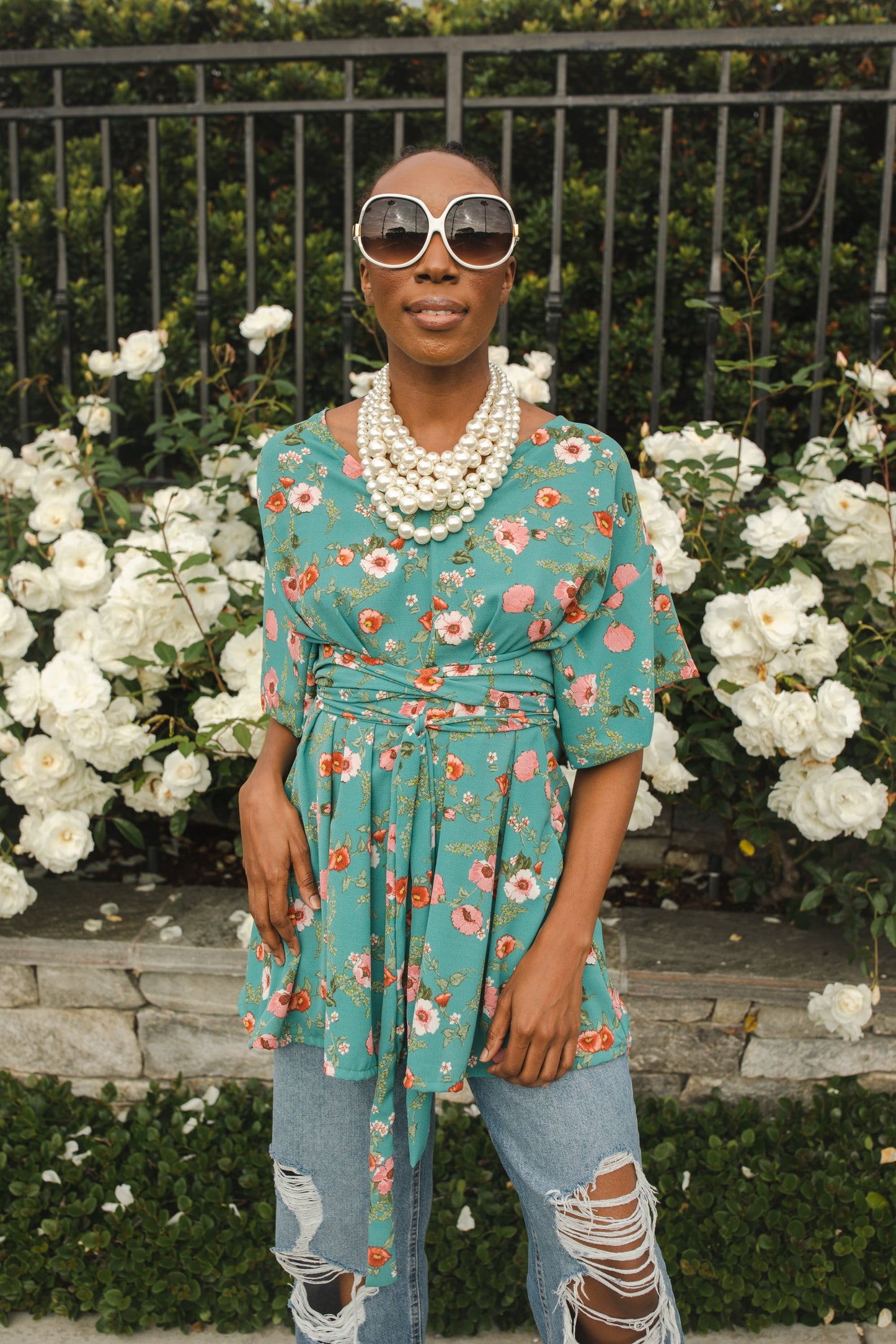 Polly Poppy Wrap Tunic Blouse