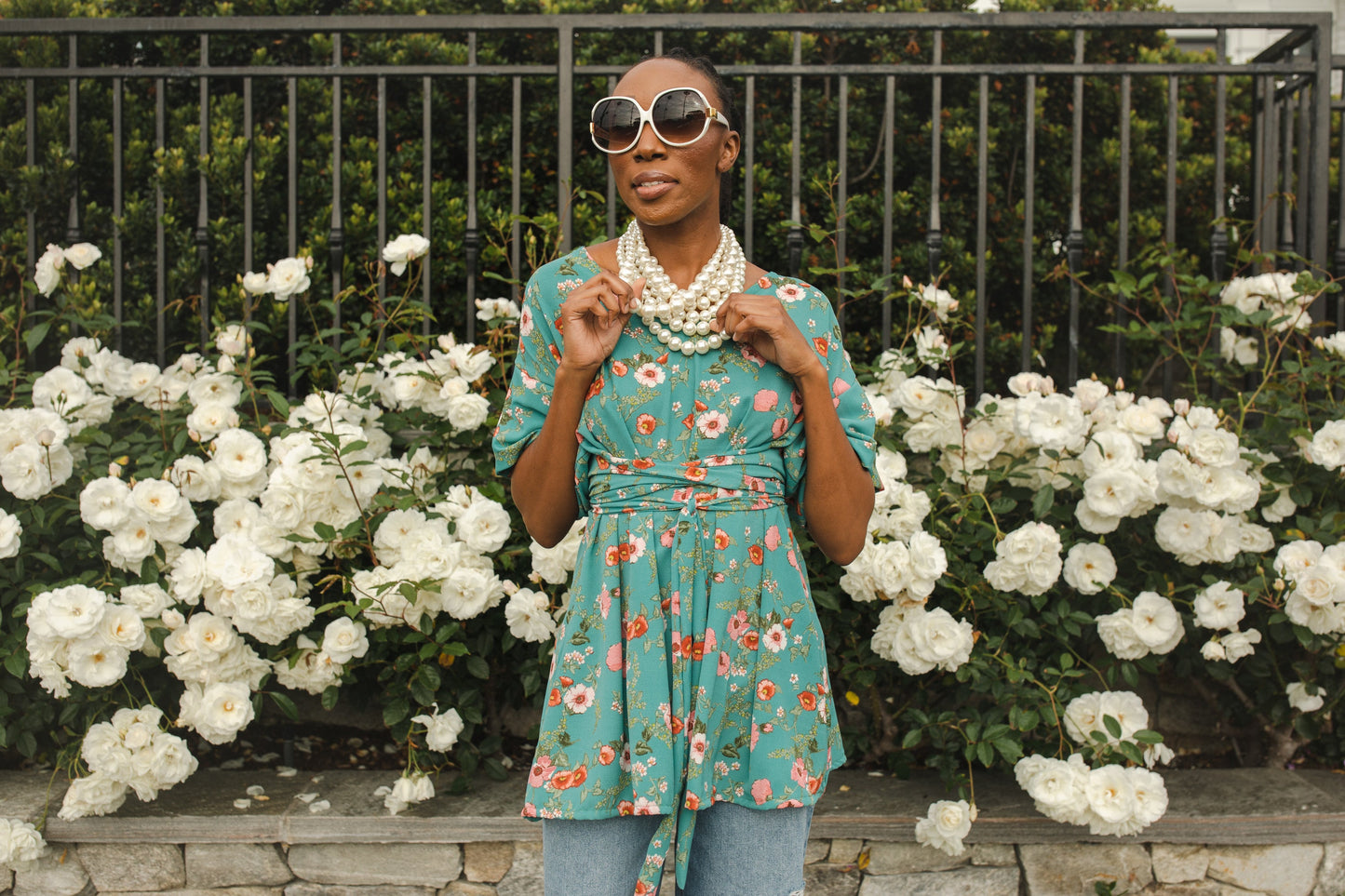 Polly Poppy Wrap Tunic Blouse