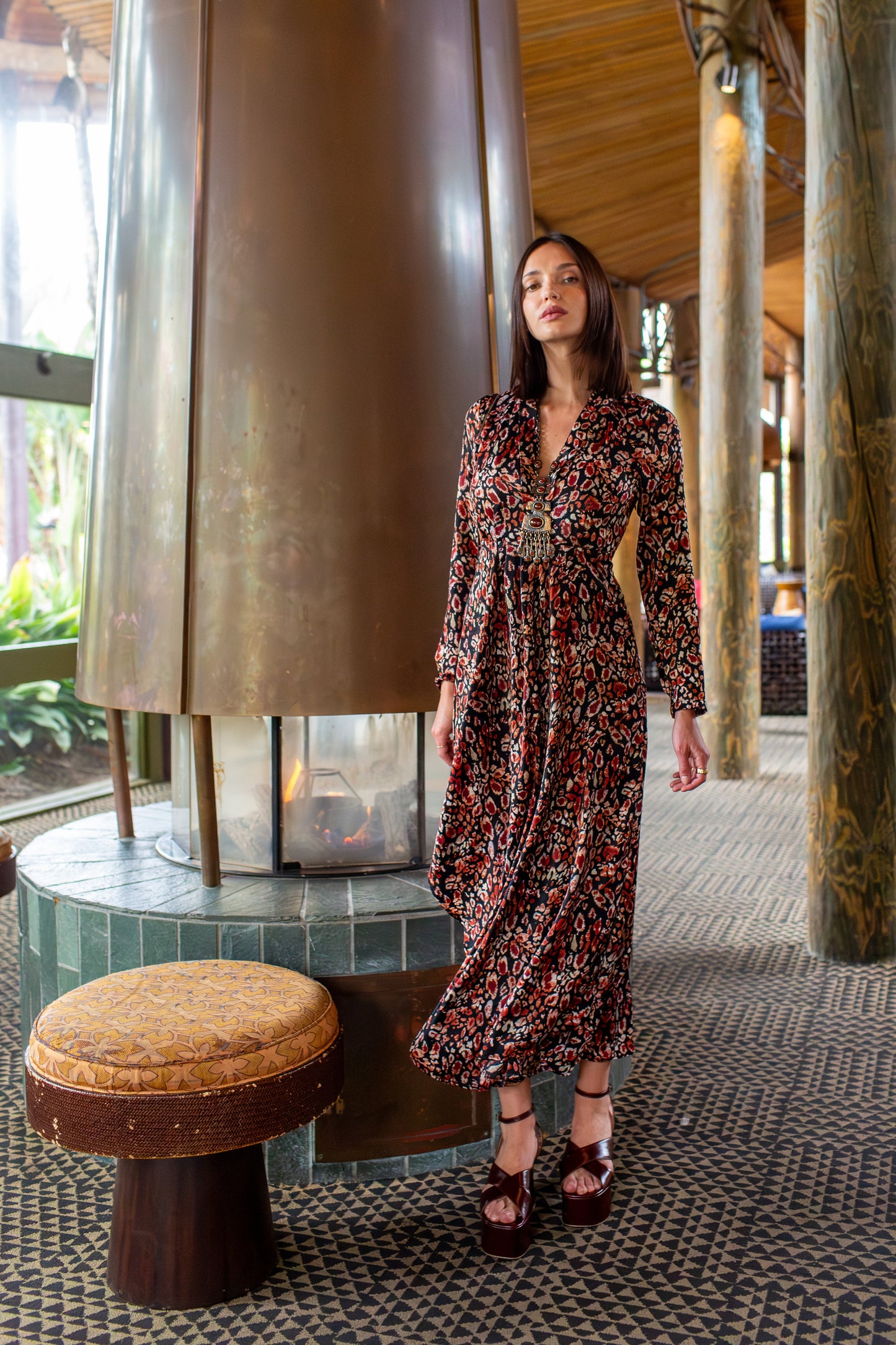 Sasha Leopard Minaret Dress